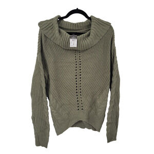 Rue 21 Juniors Medium Cowl Neck Knit Pull Over Sweater Green